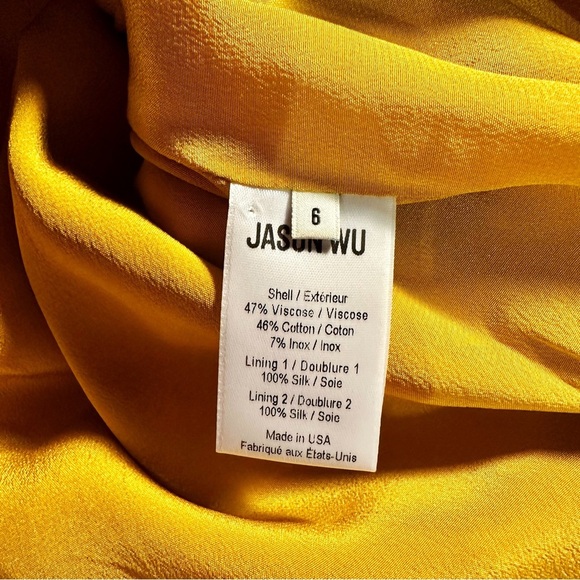 NWT Jason Wu Collection Ochre Yellow Floral Print Sateen Sleeveless Dress Size 6 - Picture 2 of 16